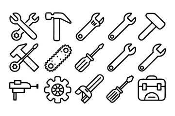 Naklejka premium repair concept blue editable stroke outline icons