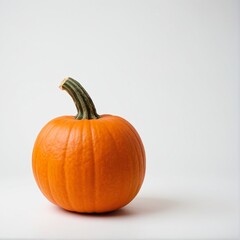 Obraz premium Autumn's Grace: A Perfectly Round Pumpkin Poised Against a Crisp, Clean Background Inviting Seasonal Warmth.
