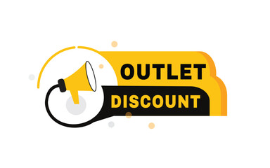 Outlet discount, design banner label For web, social media, advertising symbol. Modern element vector illustration.