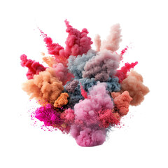 Fototapeta premium Colorful smoke rising elegantly in the air creating a beautiful and artistic display of vibrant hues and patterns isolated on transparent background..