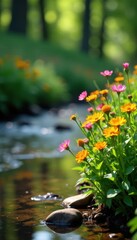 Abundant wildflowers bloom along Cherry Creek's edge, bloom, field