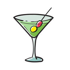 martini glass with olive icon, martini glass with olive vector illustration-simple illustration of martini glass with olive, perfect for martini glass with olive logos and icons