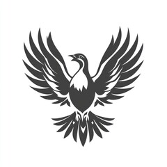 Obraz premium Majestic stylized bird soaring, white background, logo design