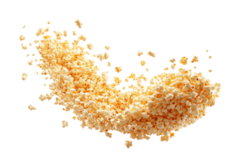 Flying popcorn action food dynamic isolated on transparent background, png