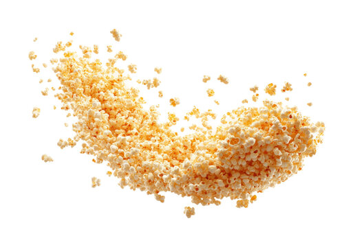 Flying popcorn action food dynamic isolated on transparent background, png