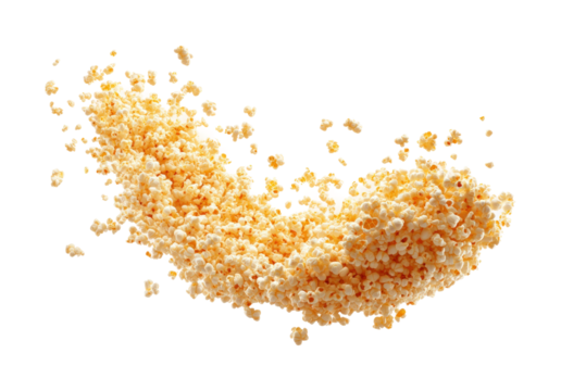 Flying popcorn action food dynamic isolated on transparent background, png