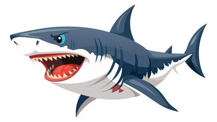 Obraz premium Realistic Vector of Great White Shark with Open Mouth – Aggressive Ocean Predator
