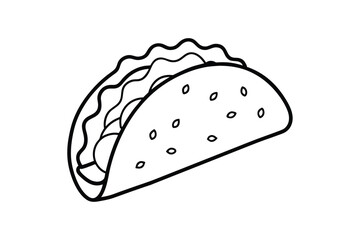 A black and white line art drawing of a taco.eps
