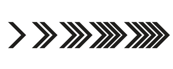 Bold Arrows pointing right vector on white background 