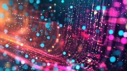 Naklejka premium Abstract Digital Art: Vibrant Lights and Data Streams