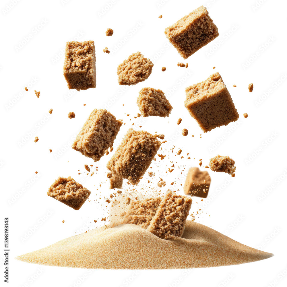 Poster a pile of cereal falling into another pile of cereal creating a fun and whimsical scene of breakfast