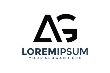 Modern Monogram Logo Design: Bold Black AG Initials on White Background