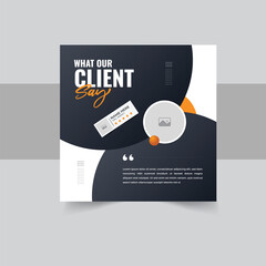 Modern client testimonial, customer feedback social media post template layout or web banner design with color variation template