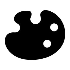 Minimalist black silhouette of a painter's palette with circular paint dabs