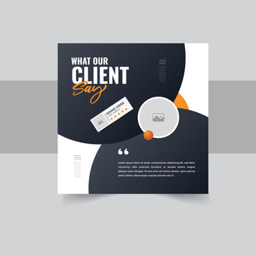 Modern client testimonial, customer feedback social media post template layout or web banner design with color variation template
