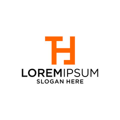 Orange and Black TH Monogram Logo Design