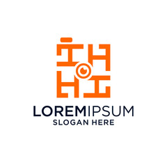 Orange and Blue Abstract Geometric Logo Design