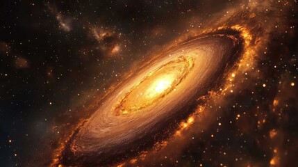 A dark black hole surrounded by a fiery, glowing accretion disk in space.