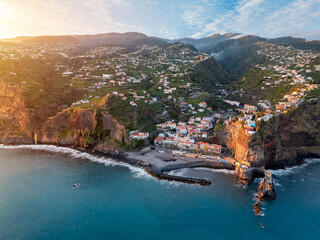 Beautiful aerial view of Ponta do Sol, popular destination at the south of Madeira Island, Portugal.