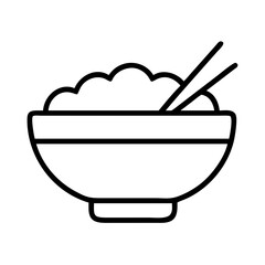 Rice bowl with chopsticks vector icon illustration asian cuisine food design