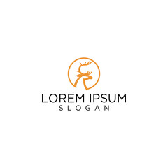 Orange Deer Head Logo Design in Circle