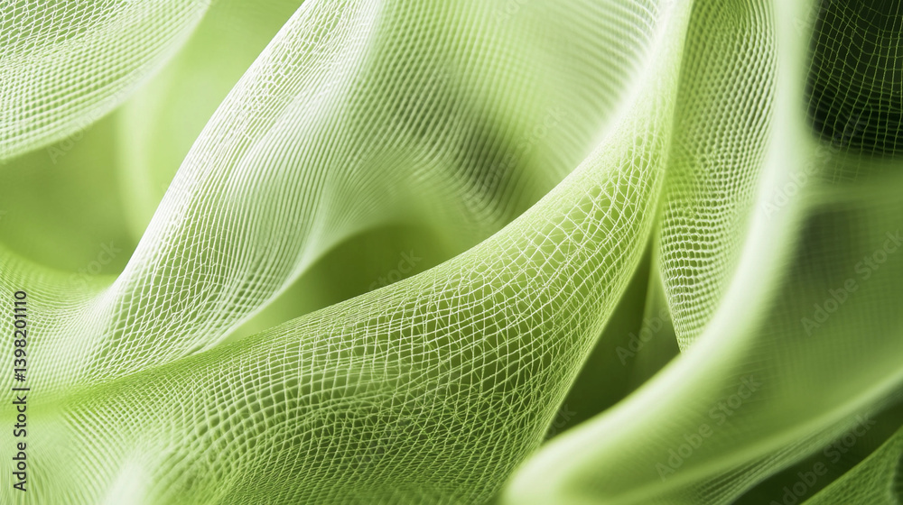 Poster intricate green mesh close-up showcases delicate textures generative ai