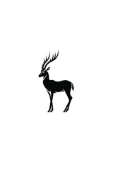 Fototapeta premium Majestic deer silhouette, isolated, white background, logo design.
