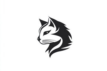 Fototapeta premium Elegant cat head profile logo design on white background for branding