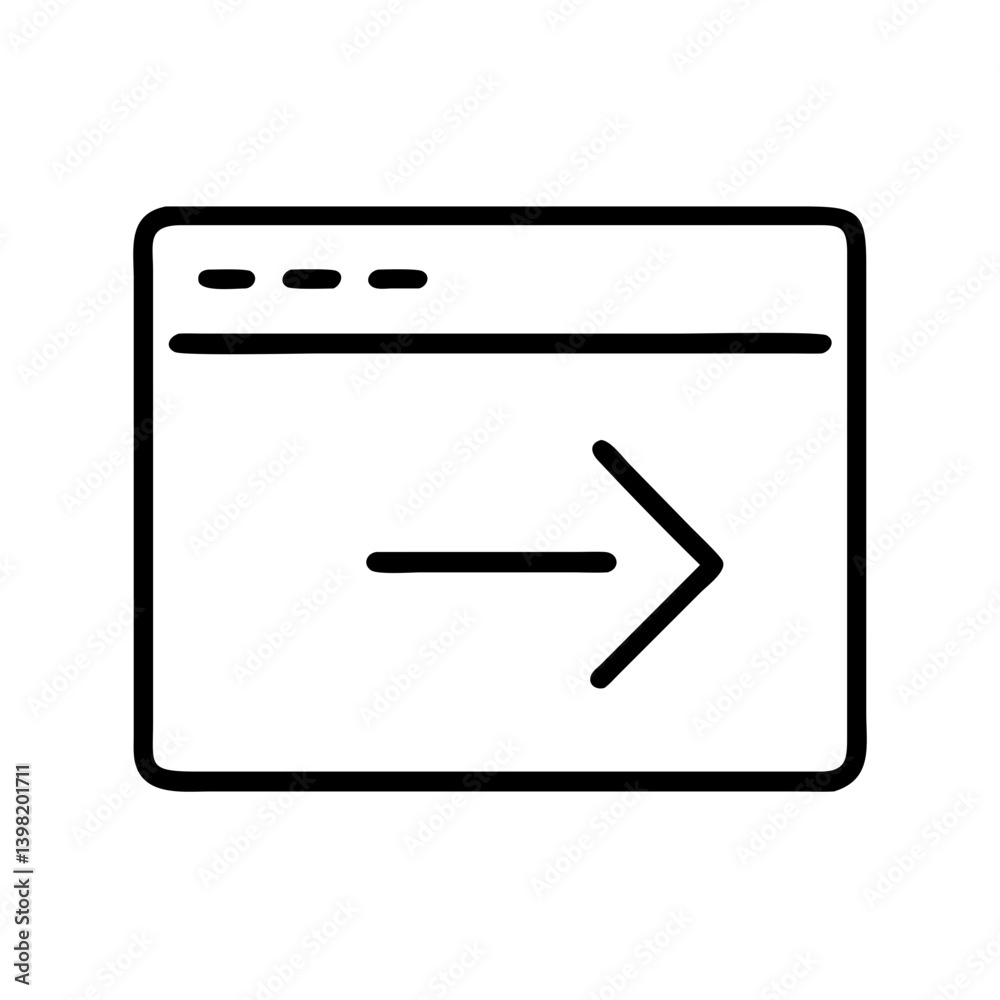Poster browser window with arrow icon vector graphic for web design and development use