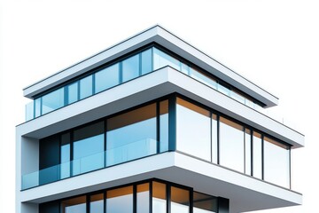 Obraz premium Modern Architecture Contemporary Glass Building Exterior with Balcony Details