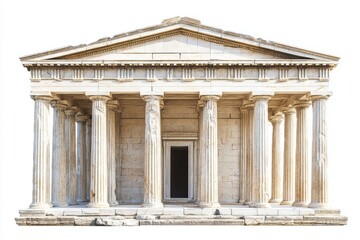 Obraz premium Ancient Greek Temple Architecture Ionic Columns Doric Frieze Historical Building Facade