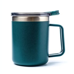 Stylish Teal Insulated Mug with Lid and Handle Perfect for Coffee Tea or Hot Beverages
