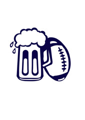 biere rugby ou football americain ballon ensemble verre humour sport alcool fete