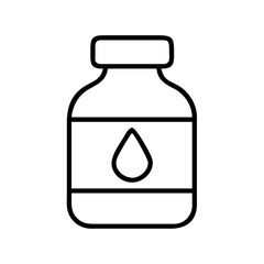 Medicine bottle with drop vector, healthcare liquid container, pharmaceutical vial design