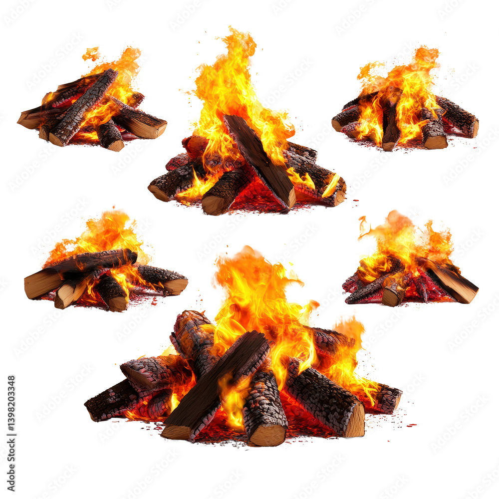 Poster a magnificent fire with four different flames flickering together creating a visual feast of light a