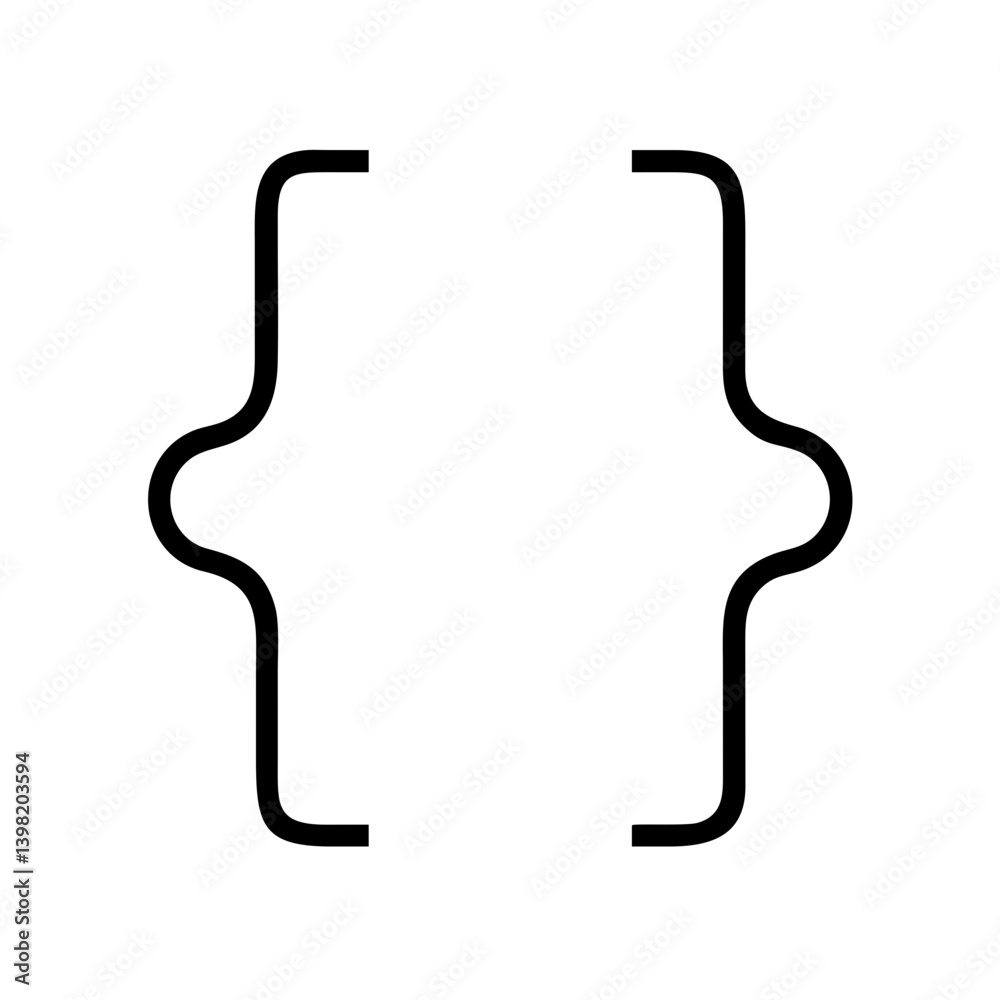 Poster curly braces vector illustration for programming language code and mathematics
