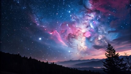 Fototapeta premium aurora borealis in the mountains