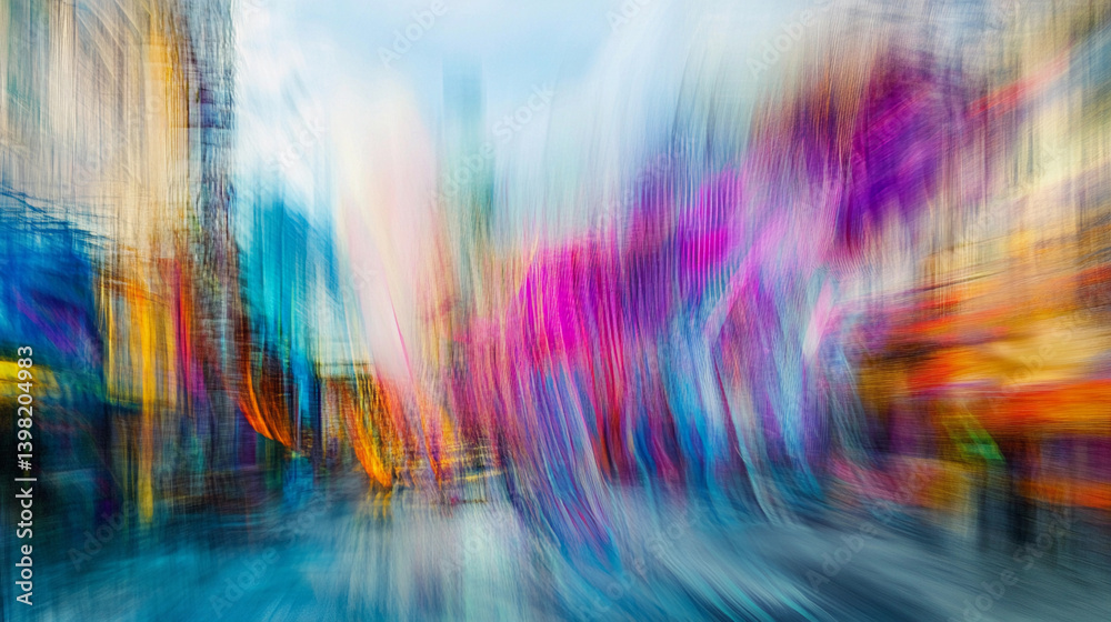 Poster Colorful abstract art with vibrant lines and blurred shapes Generative AI