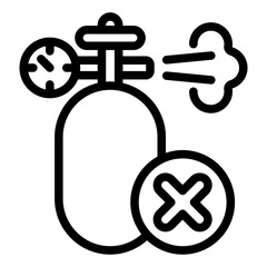 Cylinder balon spraying ban line icon, prohibited items concept. Vector graphics. Gas paint spraying forbidden sign on white background, style mobile or design. © iconqueen