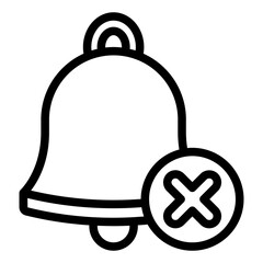 Bell ringing forbidden line icon, prohibited items concept. Vector graphics. Alarm bell sound ban sign on white background, style mobile or design.