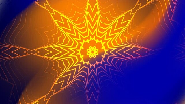Mandala overlay creates a blue and orange abstract pattern suitable for backgrounds, textiles, prints, and spiritual designs.