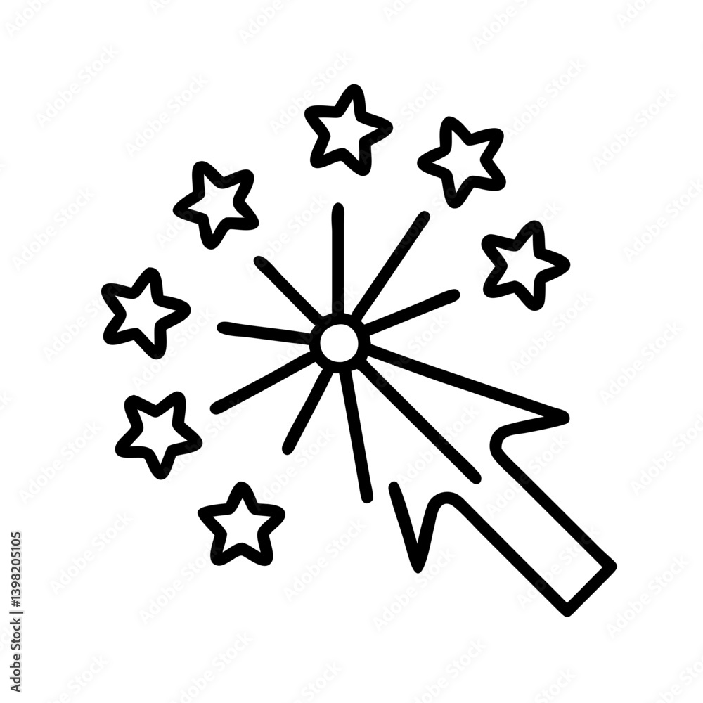 Poster Cursor click with stars vector icon for website ui design and user interface needs