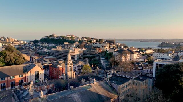 Aerial towards Clock Tower at Torquay Town Hall