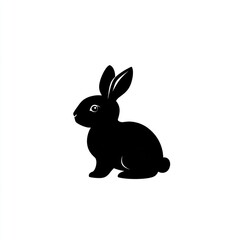 Obraz premium Black rabbit silhouette, Easter, simple design, children's book illustration