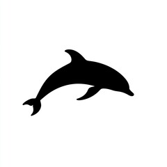 Silhouette of a dolphin leaping, on white background. Simple design use for logos and icons