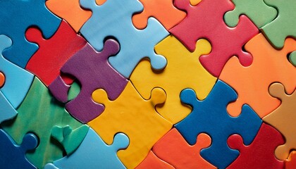 Fototapeta premium Colorful puzzle pieces fit perfectly