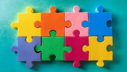 Fototapeta premium Colorful puzzle pieces fit perfectly