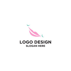 Pink Lips and Feathers Minimalist Logo Design
