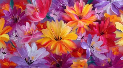 Colorful symphony of blooms, vibrant flower background for joyful celebrations