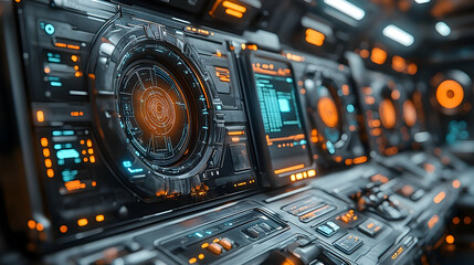 Obraz premium Futuristic control panels technology interface